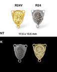 925 Sterling Silver & 24K Gold Vermeil Small St Rita Rosary Center, Jewelry Supply, R24-RV24
