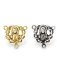 925 Sterling Silver & 24K Gold Vermeil Double Sided Puff Heart Heavy Rosary Center, Jewelry Supply, R27-RV27