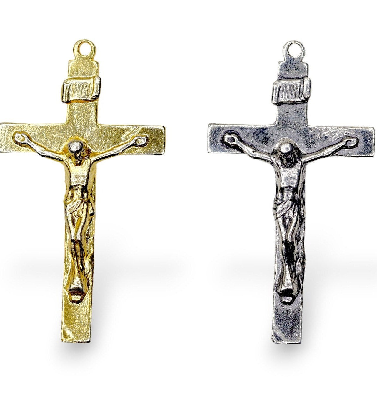 925 Sterling Silver & 24K Gold Vermeil Straight I.N.R.I Pendant, Jewelry Supply, R29P-RV29P