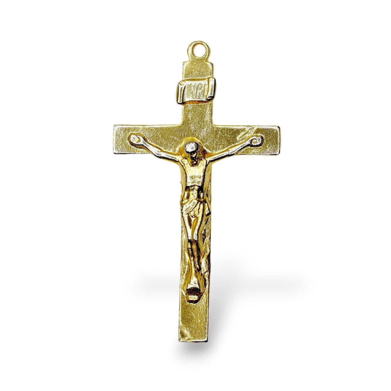 925 Sterling Silver & 24K Gold Vermeil Straight I.N.R.I Pendant, Jewelry Supply, R29P-RV29P