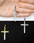 925 Sterling Silver & 24K Gold Vermeil Cross Pendant, Small Plain and Straight Cross, Jewelry Supply, R30b-RV30b