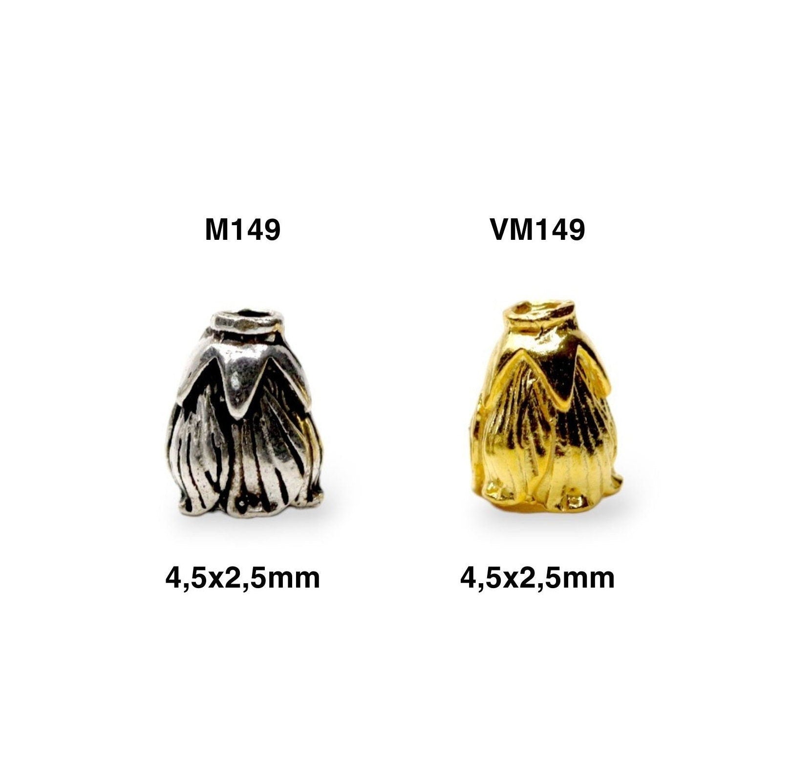 925 Sterling Silver & 24K Gold Vermeil Funnel Beads, Bead Caps, End beads, Jewelry Making, M/VM149