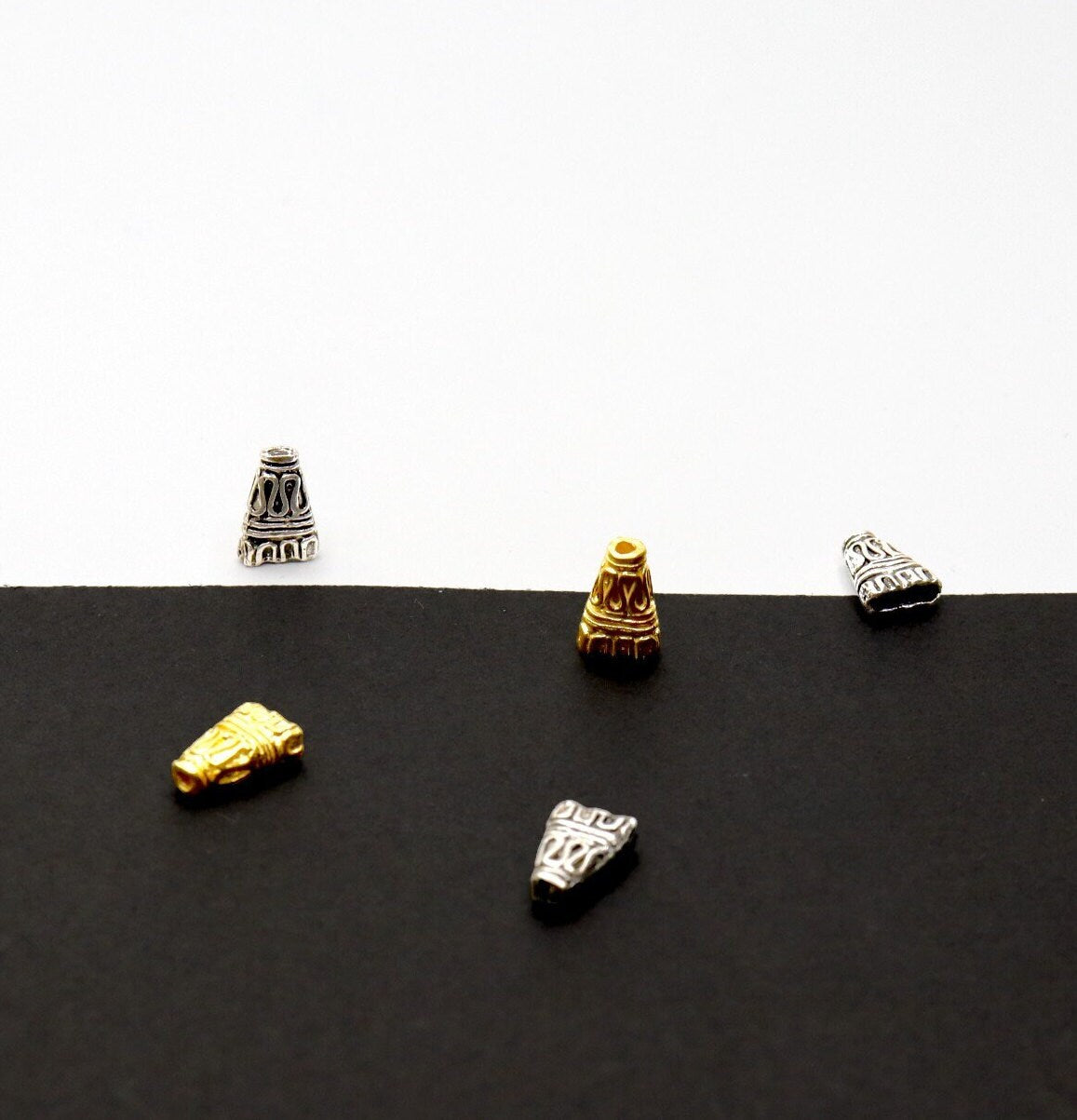 925 Sterling Silver & 24K Gold Vermeil Funnel Beads, Bead Caps, End beads, Jewelry Making, M/VM150