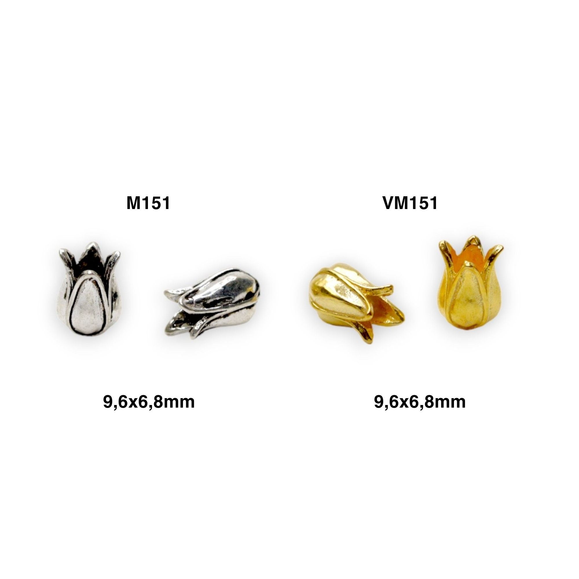 925 Sterling Silver & 24K Gold Vermeil Funnel Beads, Bead Caps, End beads, Jewelry Making, M/VM151