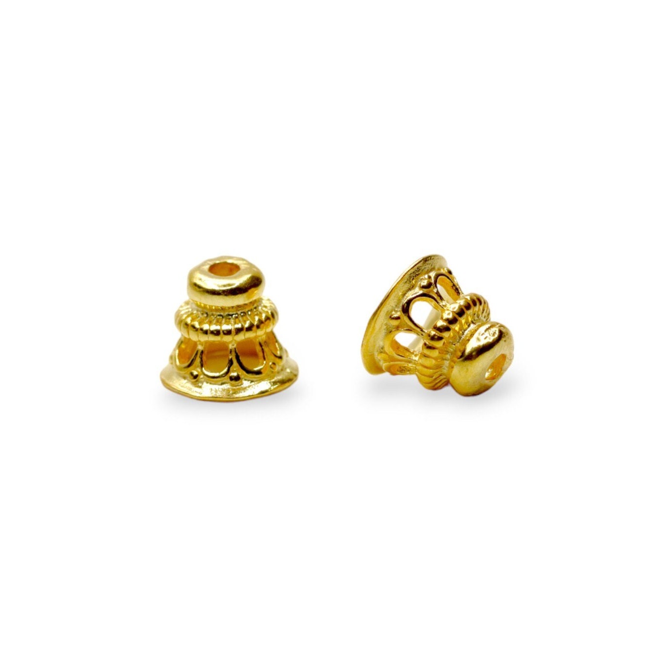 925 Sterling Silver & 24K Gold Vermeil Funnel Beads, Bead Caps, End beads, Jewelry Making, M/VM152