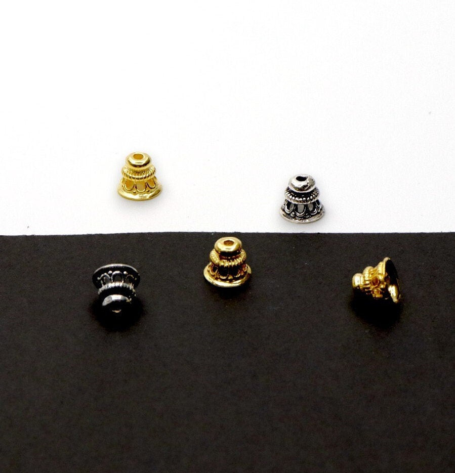 925 Sterling Silver & 24K Gold Vermeil Funnel Beads, Bead Caps, End beads, Jewelry Making, M/VM152