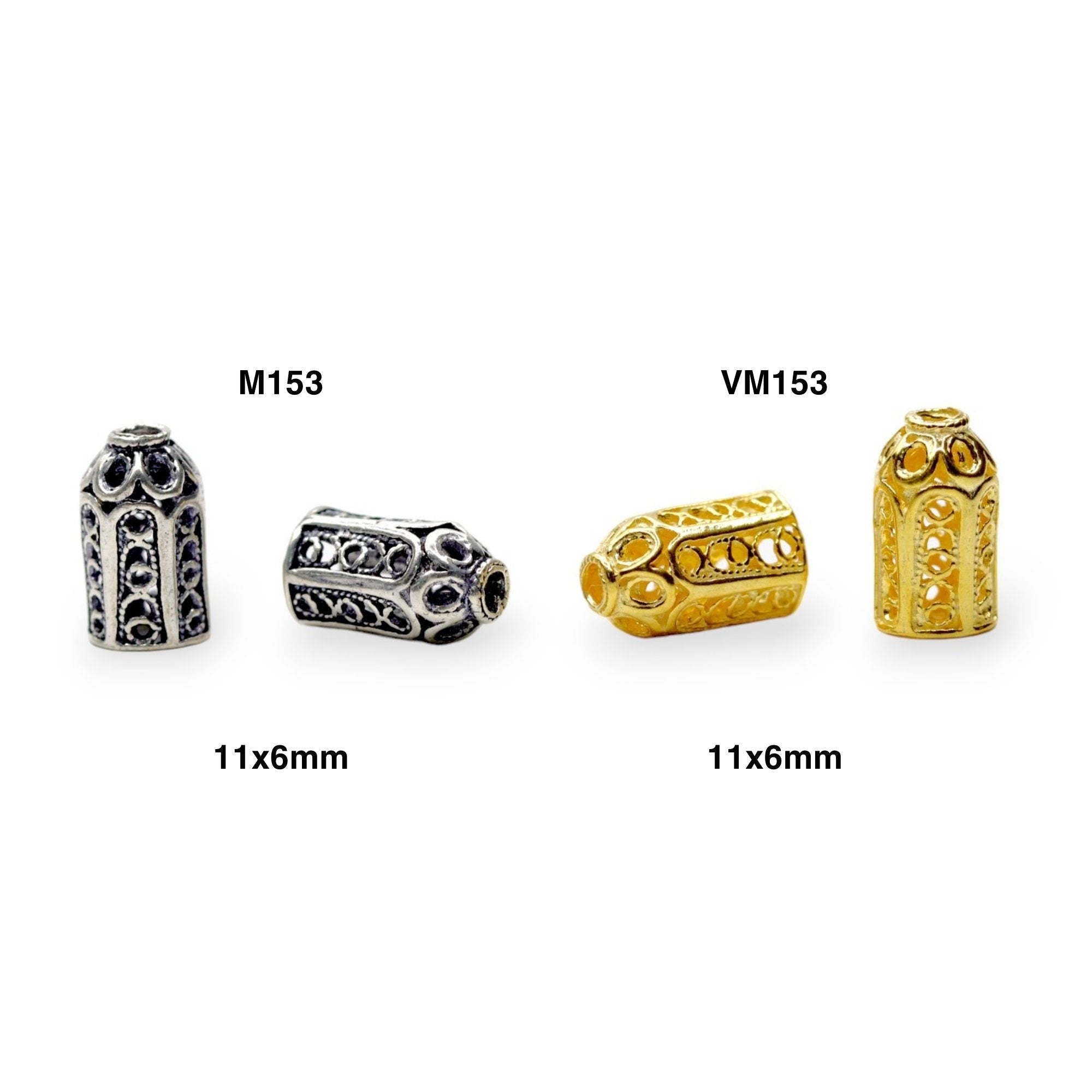 925 Sterling Silver & 24K Gold Vermeil Funnel Beads, Bead Caps, End beads, Jewelry Making, M/VM153