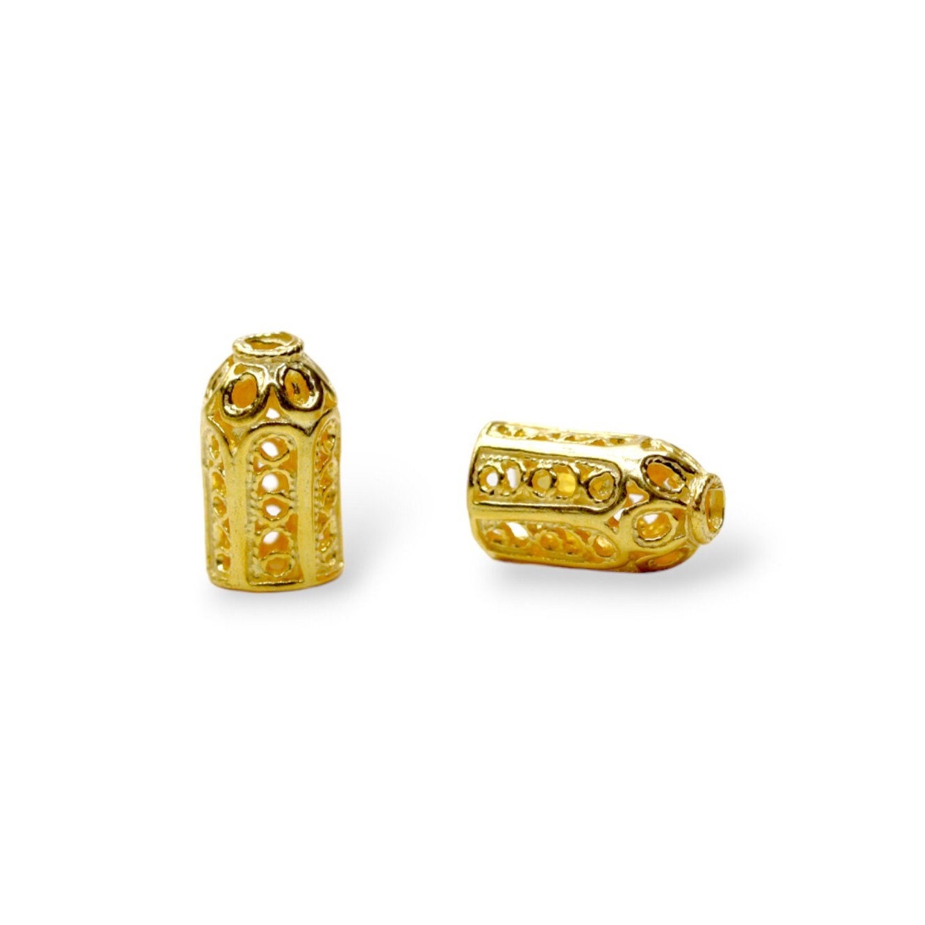 925 Sterling Silver & 24K Gold Vermeil Funnel Beads, Bead Caps, End beads, Jewelry Making, M/VM153