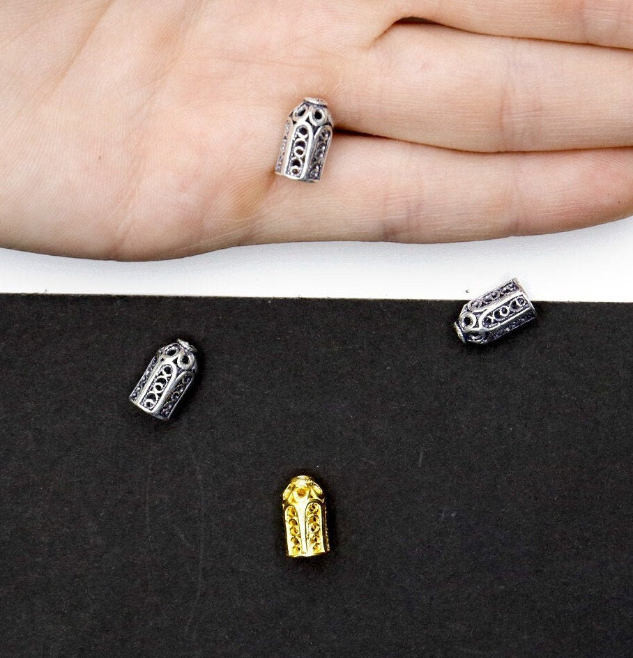 925 Sterling Silver & 24K Gold Vermeil Funnel Beads, Bead Caps, End beads, Jewelry Making, M/VM153