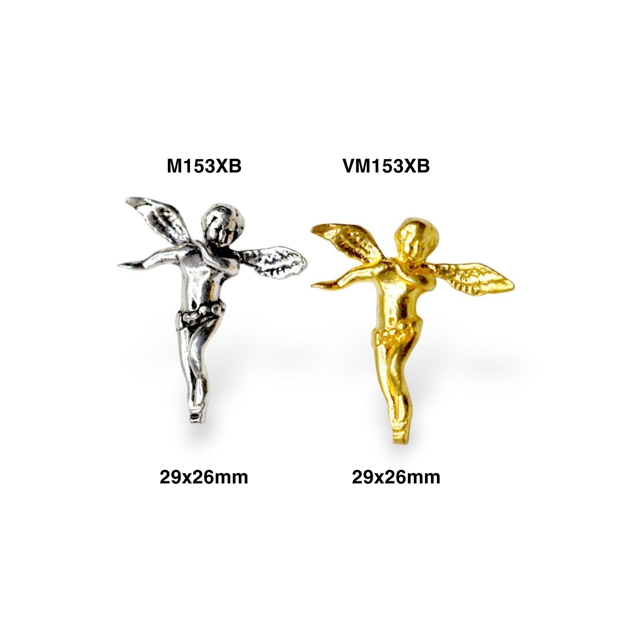 925 Sterling Silver and 24K Gold Vermeil Flying Angel Pendant, Jewelry Making, M/VM153XB