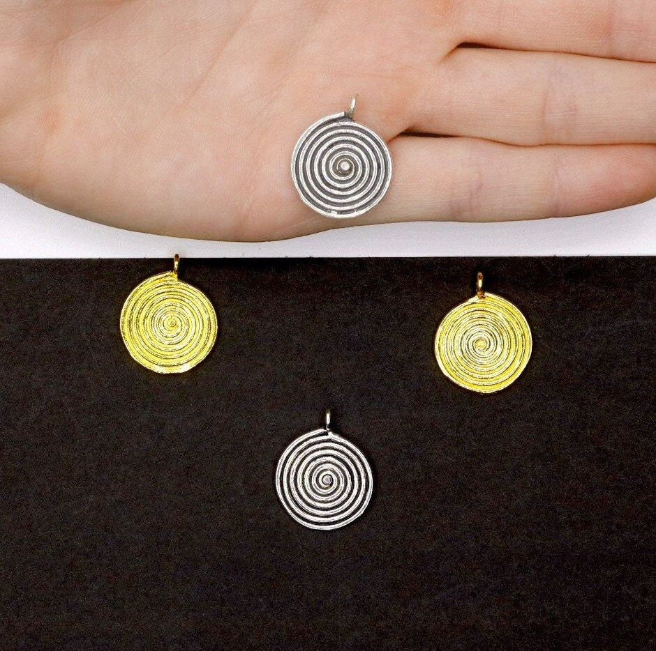 925 Sterling Silver and 24K Gold Vermeil Urartian inspired Pendants and Dangles, Jewelry Making, M/VM156