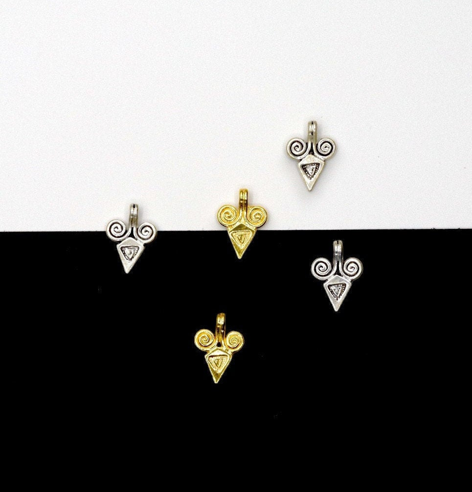 925 Sterling Silver and 24K Gold Vermeil Urartian inspired Pendants and Dangles, Jewelry Making, M/VM161