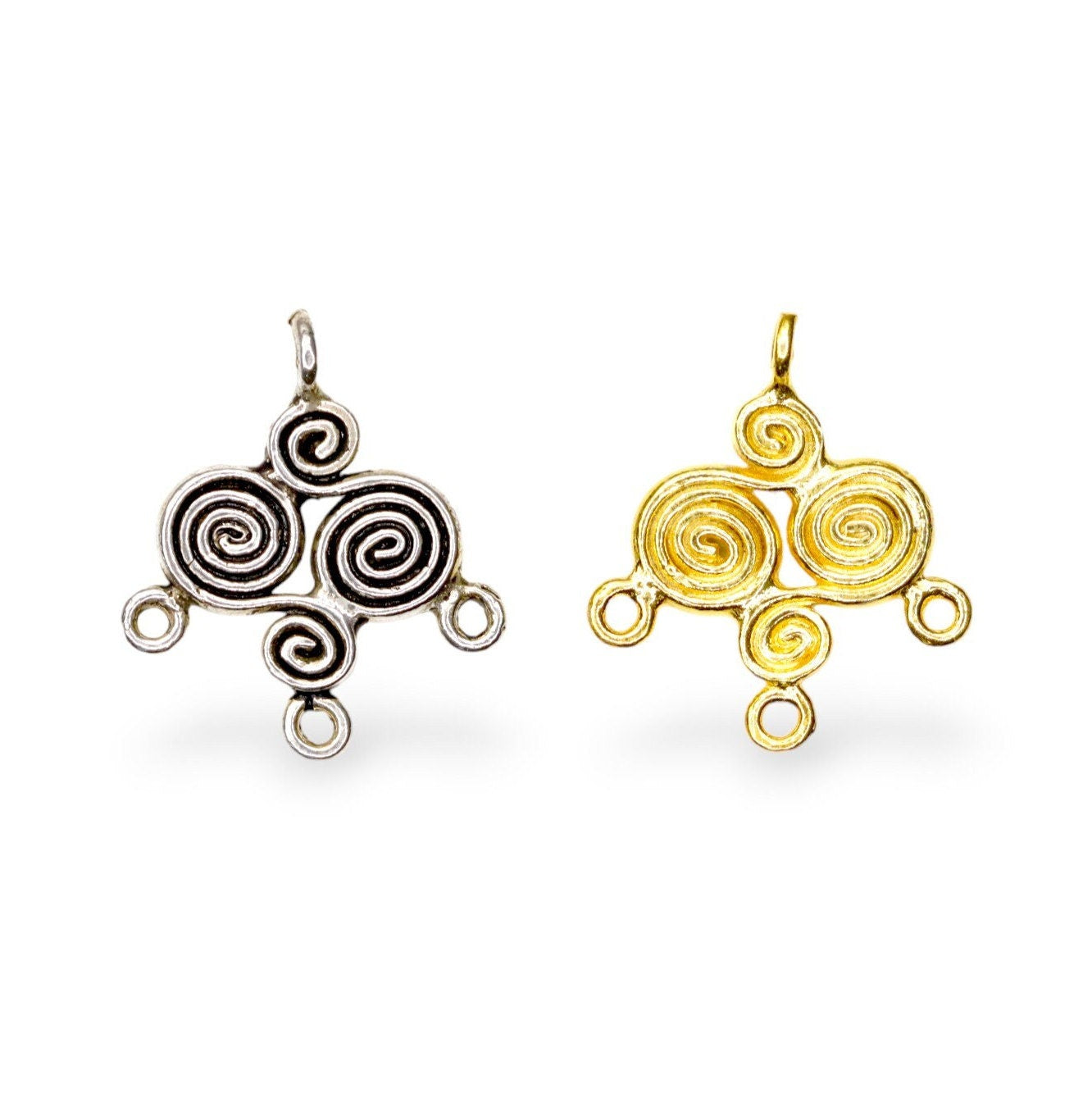 925 Sterling Silver and 24K Gold Vermeil Urartian inspired Pendants and Dangles, Jewelry Making, M/VM163