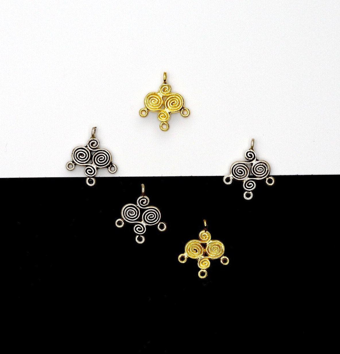 925 Sterling Silver and 24K Gold Vermeil Urartian inspired Pendants and Dangles, Jewelry Making, M/VM163