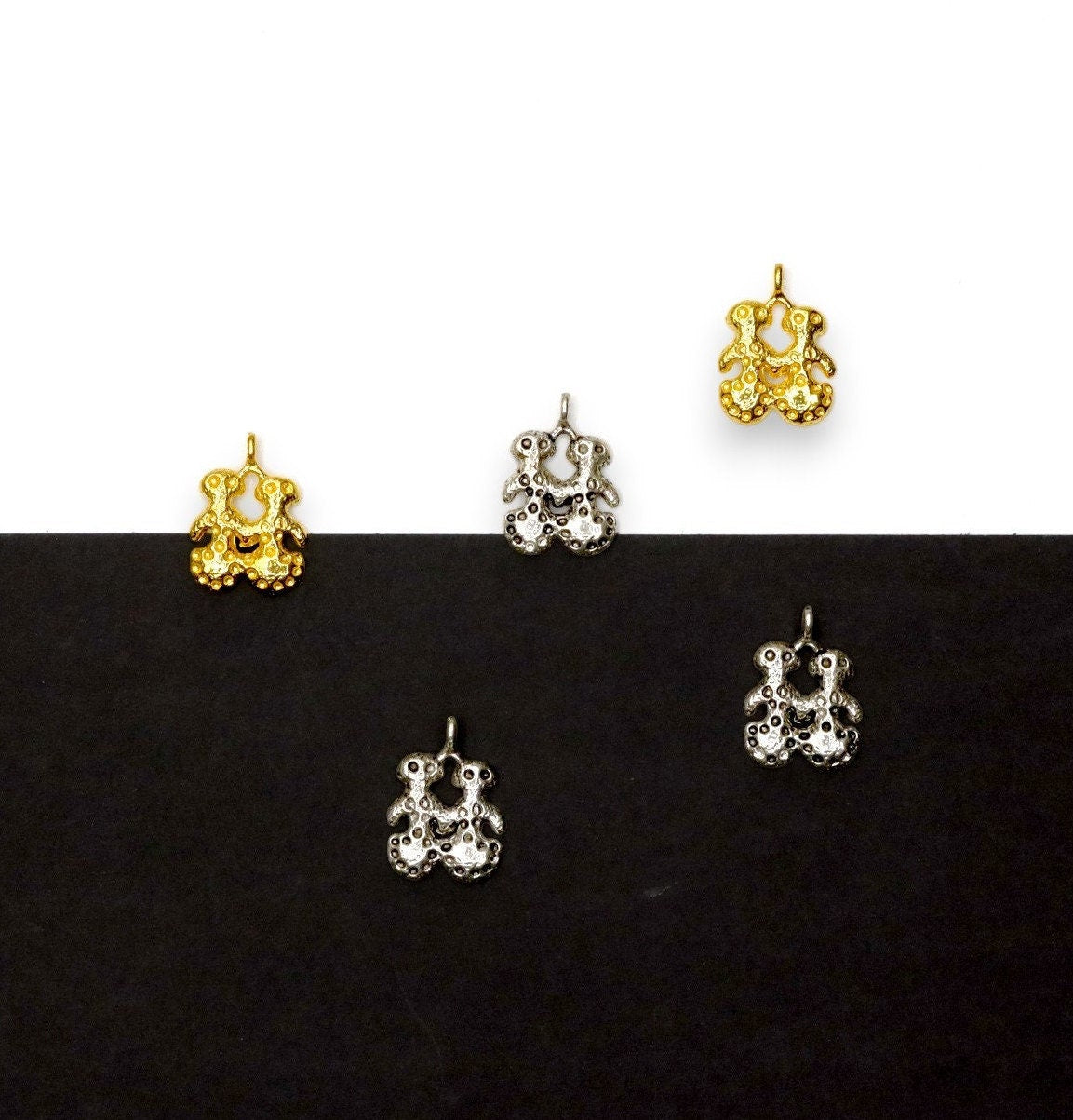 925 Sterling Silver and 24K Gold Vermeil Urartian inspired Pendants and Dangles, Jewelry Making, M/VM169