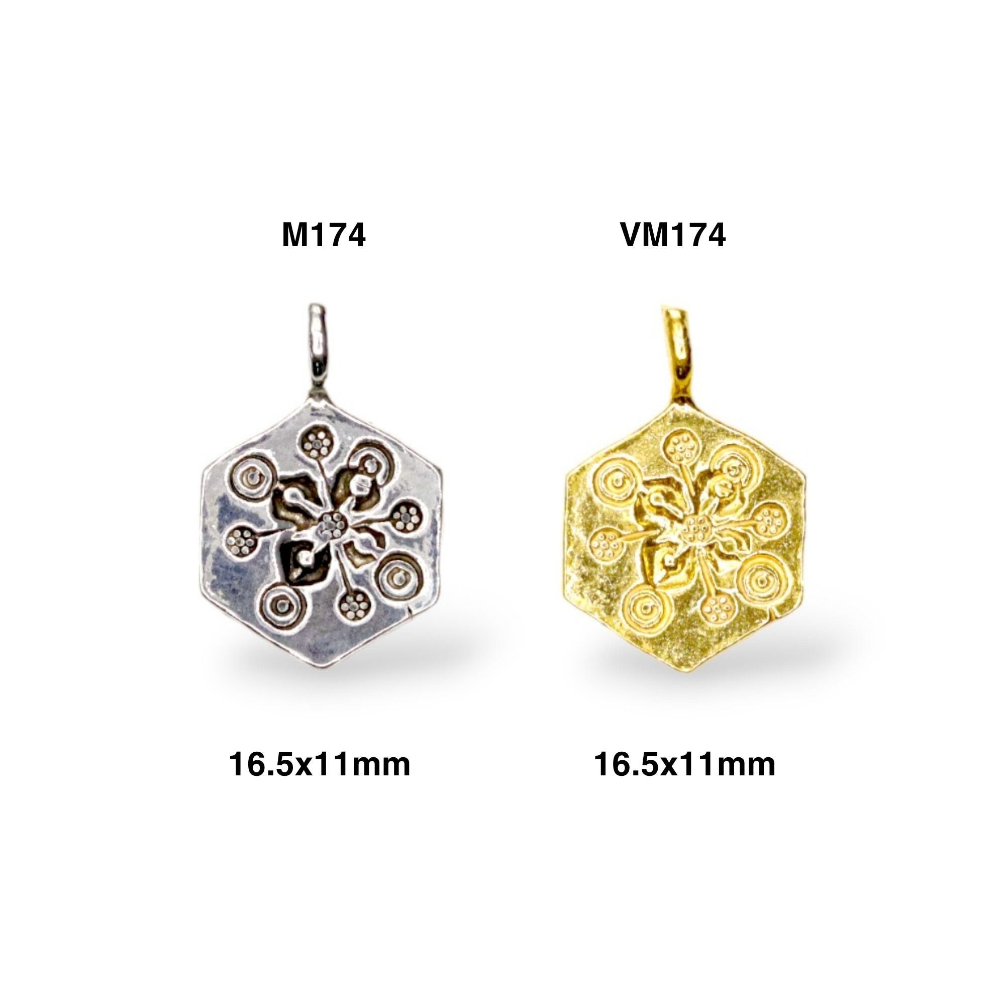 925 Sterling Silver and 24K Gold Vermeil Urartian inspired Pendants and Dangles, Jewelry Making, M/VM174