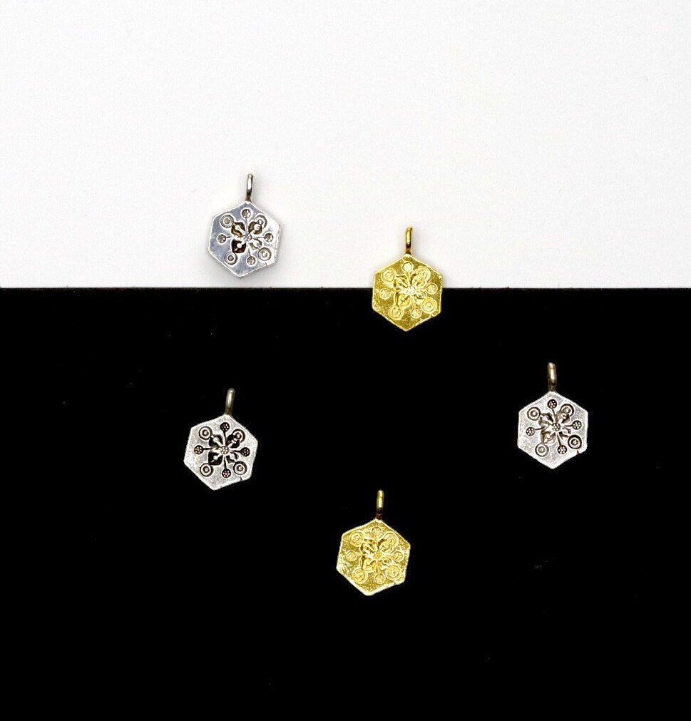 925 Sterling Silver and 24K Gold Vermeil Urartian inspired Pendants and Dangles, Jewelry Making, M/VM174