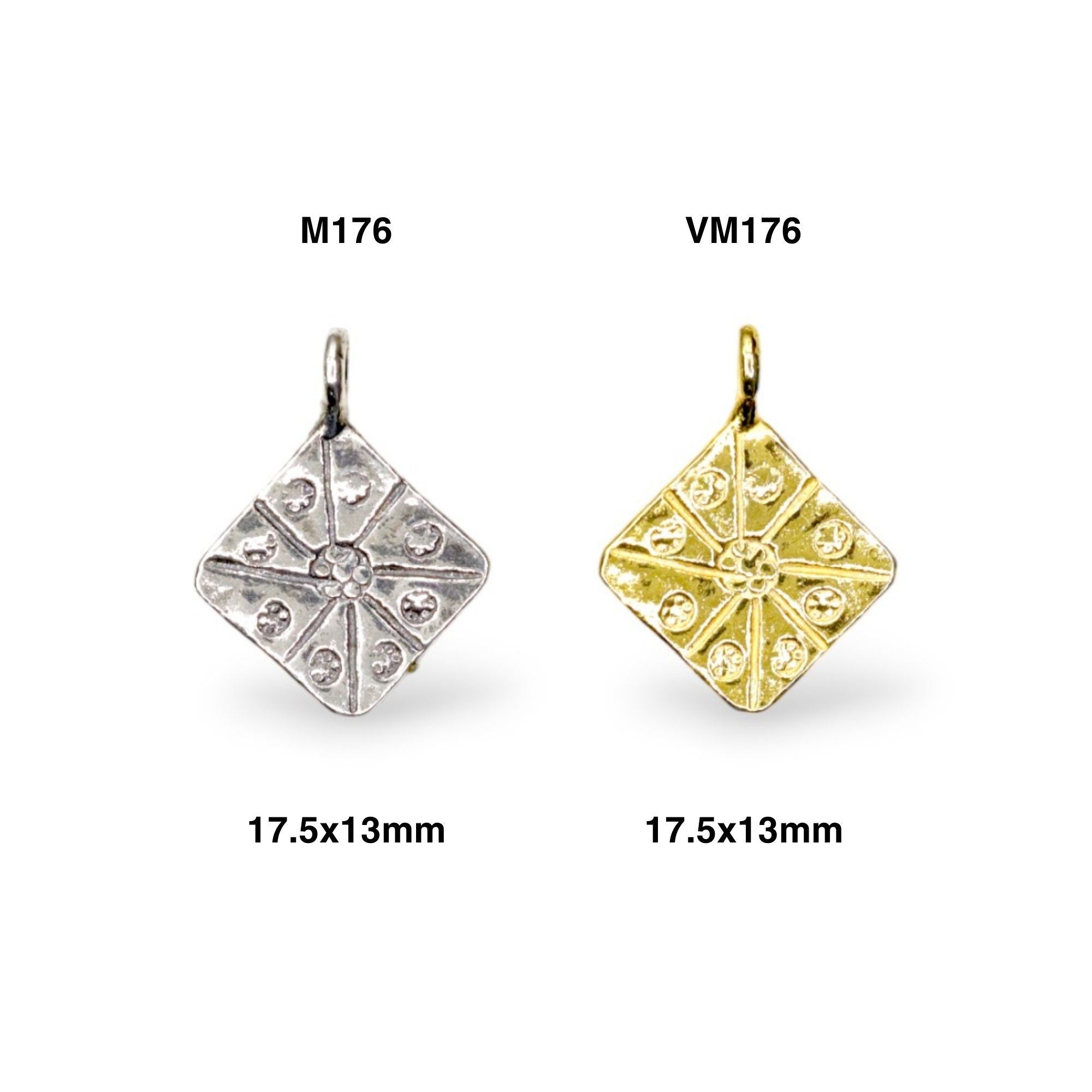 925 Sterling Silver and 24K Gold Vermeil Urartian inspired Pendants and Dangles, Jewelry Making, M/VM176