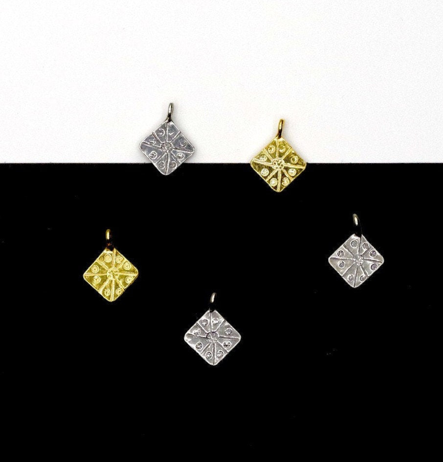 925 Sterling Silver and 24K Gold Vermeil Urartian inspired Pendants and Dangles, Jewelry Making, M/VM176