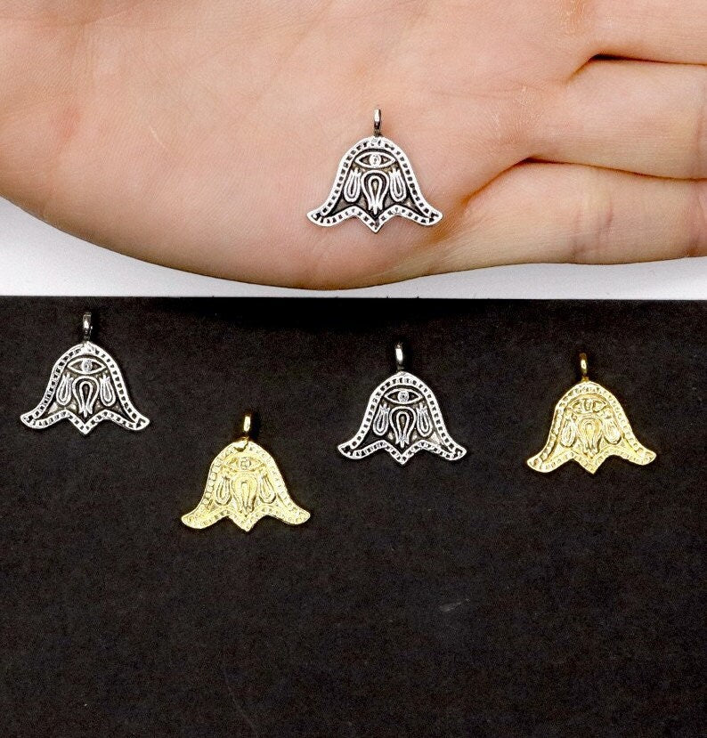 925 Sterling Silver and 24K Gold Vermeil Urartian inspired Pendants and Dangles, Jewelry Making, M/VM184