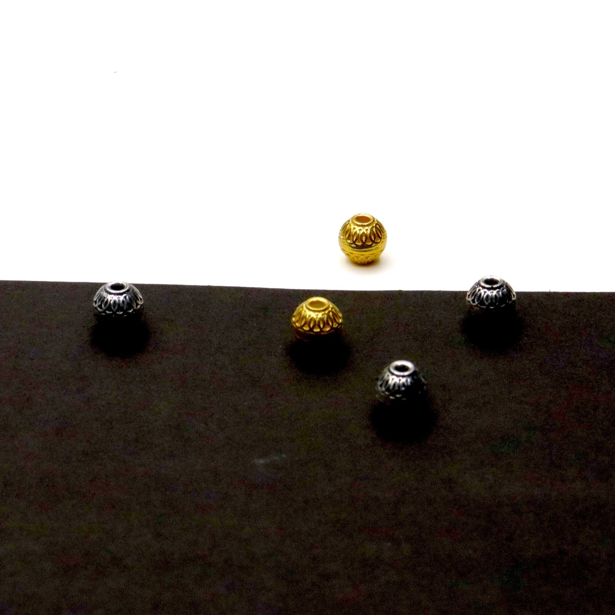 925 Sterling Silver and 24K Gold Vermeil Round Filigree Bead, Jewelry Making, M/VM192