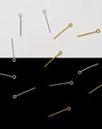 925 Sterling Silver & 24K Gold Vermeil EXTRA STRONG thickness 0,90mm (19 Gauge) Length 25mm, Special Eye Pins for Chain Rosaries, M/VM194B