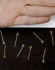 925 Sterling Silver & 24K Gold Vermeil EXTRA STRONG thickness 0,90mm (19 Gauge) Length 25mm, Special Eye Pins for Chain Rosaries, M/VM194B