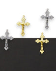 925 Sterling Silver & 24K Gold Vermeil Cross Pendant with Stars, Jewelry Making Supply, R1P-RV1P