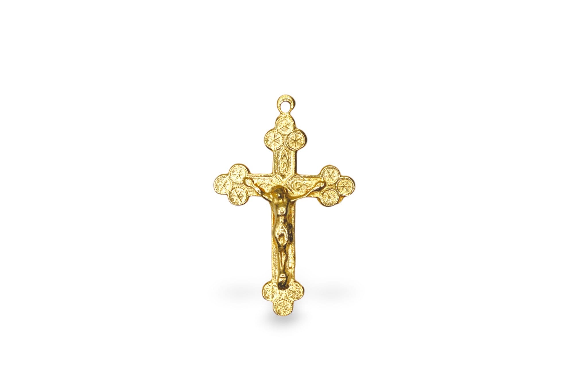 925 Sterling Silver & 24K Gold Vermeil Cross Pendant with Stars, Jewelry Making Supply, R1P-RV1P