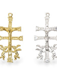 925 Sterling Silver & 24K Gold Vermeil Caravaca Cross, Pendant 2 sided, Jewelry Making Supply, R3P-RV3P