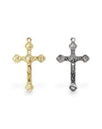 925 Sterling Silver and 24K Gold Vermeil Alpha & Omega, Holy Spirit, Agnus Dei Crucifix, Pendant Cross, Jewelry Making Supply, R4P-RV4P