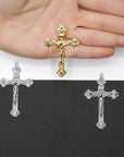 925 Sterling Silver & 24K Gold Vermeil Tertium Millenium Crucifix, Rosary cross, Jewelry Making Supply, R5-RV5