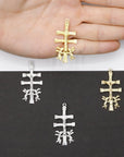 925 Sterling Silver & 24K Gold Vermeil Caravaca Cross, Pendant 2 sided, Jewelry Making Supply, R3P-RV3P
