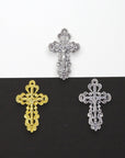 925 Sterling Silver & 24K Gold Vermeil Ornate, Open Work Greek Style Crucifix, Pendant, Jewelry Making Supply, R7P-RV7P