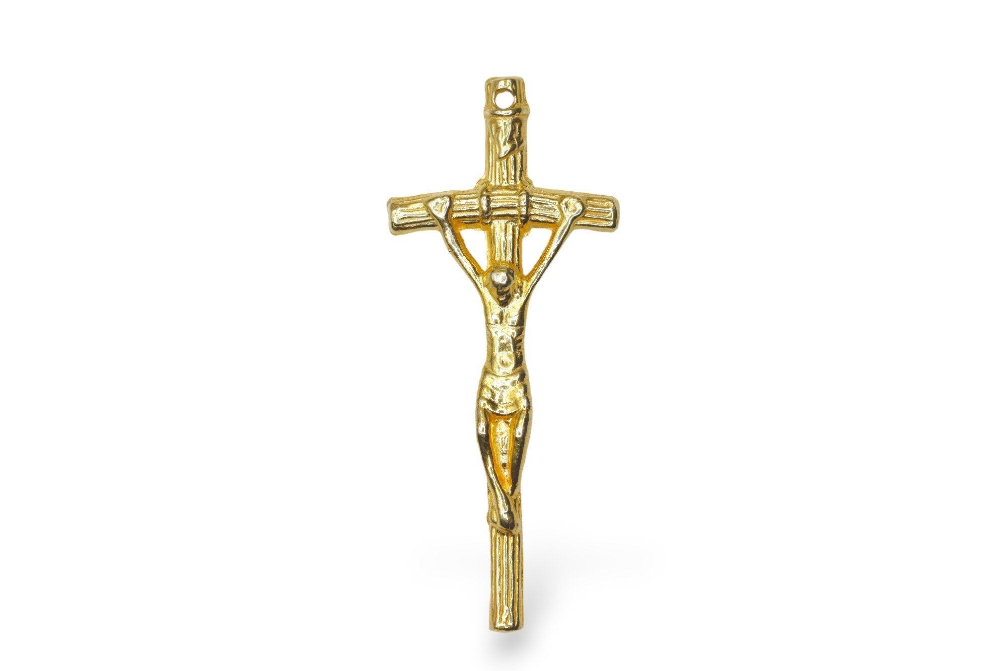 925 Sterling Silver & 24K Gold Vermeil Large size Pope John Paul 2 Crucifix, Rosary Cross, Jewelry Making Supply, R8-RV8