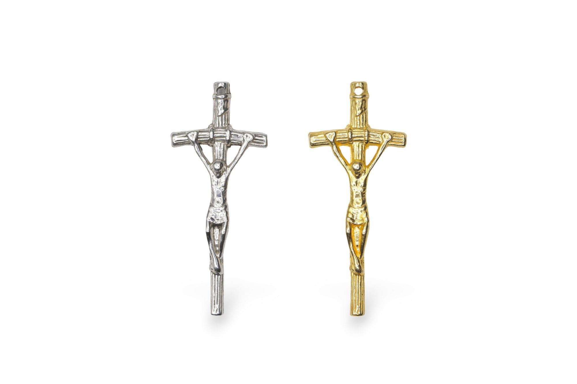 925 Sterling Silver & 24K Gold Vermeil Large size Pope John Paul 2 Crucifix, Rosary Cross, Jewelry Making Supply, R8-RV8