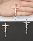 925 Sterling Silver & 24K Gold Vermeil Large size Pope John Paul 2 Crucifix, Rosary Cross, Jewelry Making Supply, R8-RV8