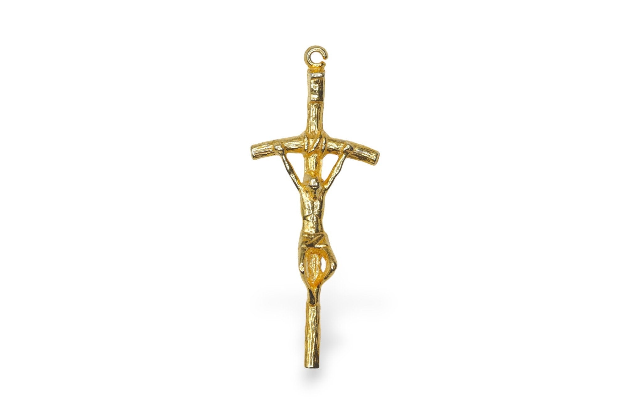 925 Sterling Silver & 24K Gold Vermeil Small Sized Pope John Paul 2 Rosary Crucifix, Jewelry Making Supply, R9b-RV9b