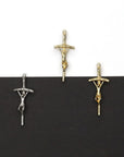 925 Sterling Silver & 24K Gold Vermeil Small Sized Pope John Paul 2 Rosary Crucifix, Jewelry Making Supply, R9b-RV9b