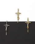 925 Sterling Silver & 24K Gold Vermeil Small Sized Pope John Paul 2 Crucifix, Cross, Pendant, Jewelry Making Supply, R9b-RV9b