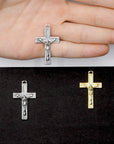 925 Sterling Silver & 24K Gold Vermeil Square, Plain, Classical, Crucifix, Pendant, Jewelry Making Supply, R10P-RV10P