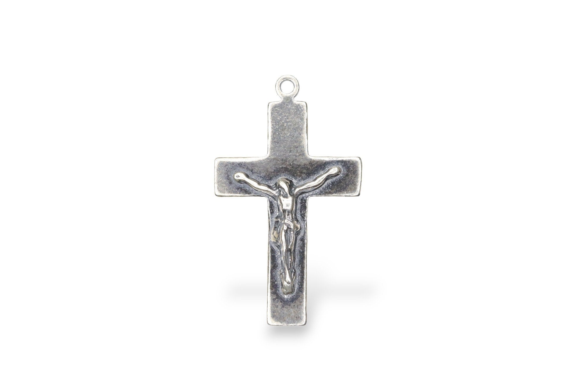 925 Sterling Silver & 24K Gold Vermeil Plain Sober, Striated Crucifix, Rosary Cross, Jewelry Making Supply, R11-RV11