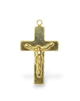 925 Sterling Silver & 24K Gold Vermeil Plain Sober, Striated Crucifix, Pendant, Jewelry Making Supply, R11P-RV11P