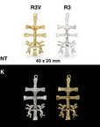 925 Sterling Silver & 24K Gold Vermeil Caravaca Cross, Rosary Crucifix, 2 sided, Jewelry Making Supply, R3-RV3