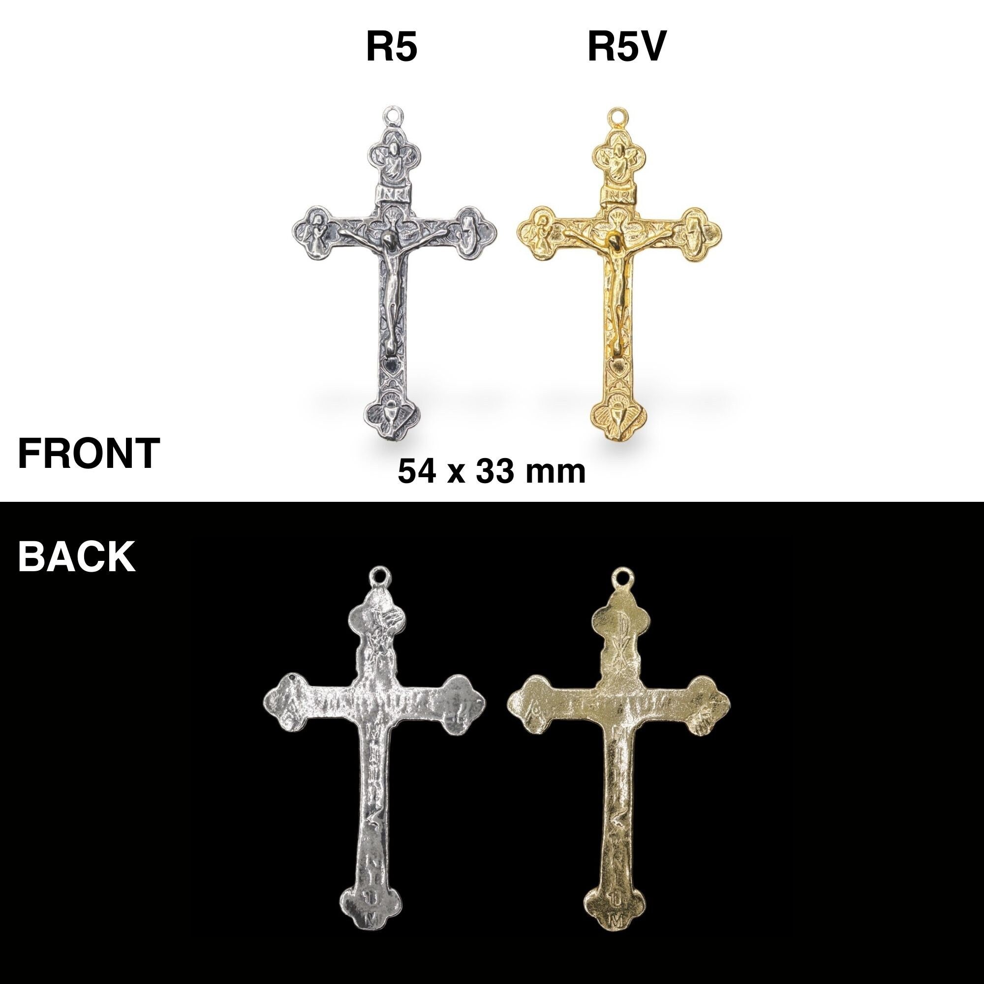 925 Sterling Silver & 24K Gold Vermeil Tertium Millenium Crucifix, Rosary cross, Jewelry Making Supply, R5-RV5