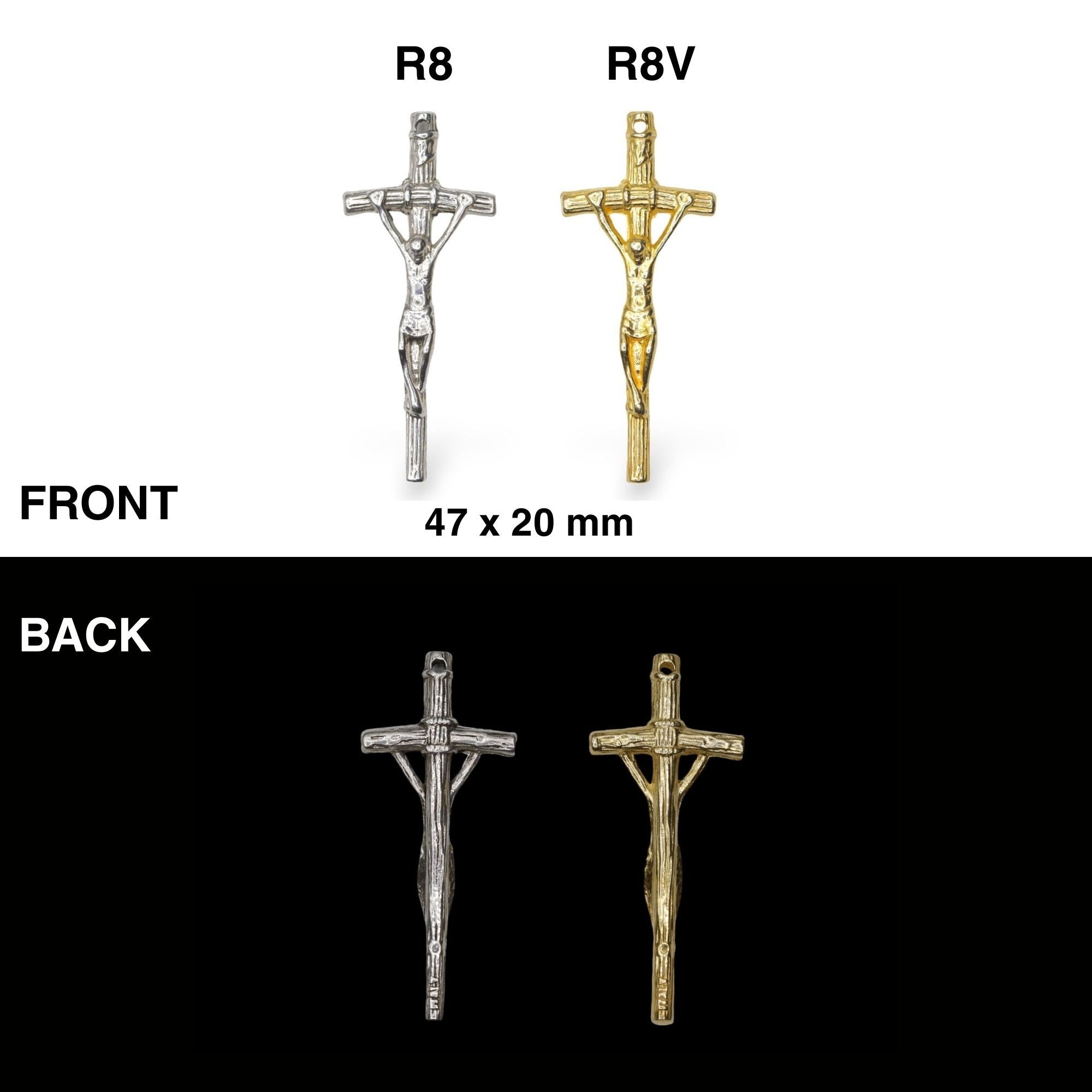 925 Sterling Silver & 24K Gold Vermeil Large size Pope John Paul 2 Crucifix, Rosary Cross, Jewelry Making Supply, R8-RV8