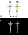925 Sterling Silver & 24K Gold Vermeil Large size Pope John Paul 2 Crucifix, Rosary Cross, Jewelry Making Supply, R8-RV8