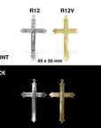 925 Sterling Silver & 24K Gold Vermeil Immaculate Conception Crucifix with Fleur de Lys, 2 sided Rosary Cross, Jewelry Supply, R12-RV12