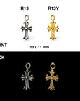 925 Sterling Silver & 24K Gold Vermeil Small Striated Cross Pendant, Crucifix Pendant, Jewelry Supply, R13P-RV13P