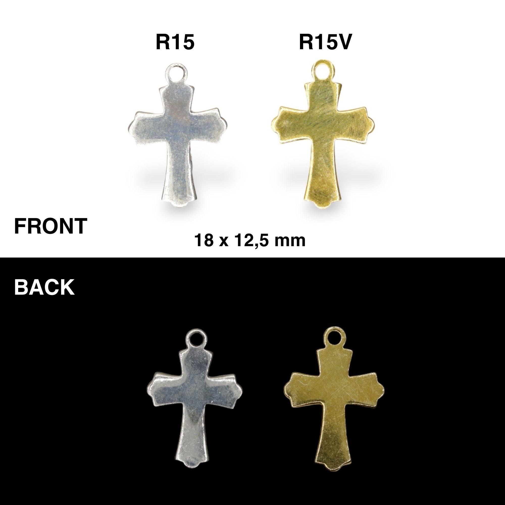 925 Sterling Silver & 24K Gold VermeilSmall and Plain Cross, Crucifix Pendant, Jewelry Supply, R15-RV15